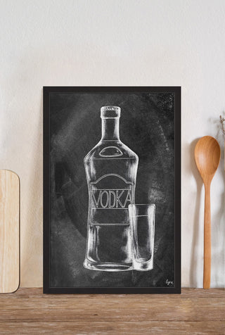 "Vodka on Chalkboard" Framed Painting Print, 16"x24"