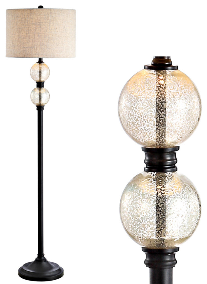January 60" Glass, Metal LED Floor Lamp, Mercury Glass