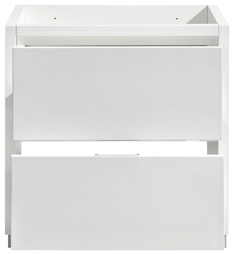 Valencia Free Standing Modern Bathroom Cabinet, Glossy White, 30"
