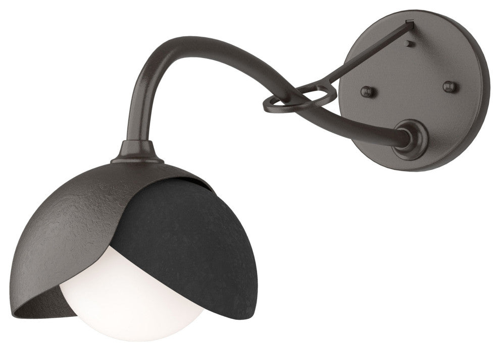Brooklyn 1-Light  Sconce, Oil Rubbed Bronze, Black, Opal Glass