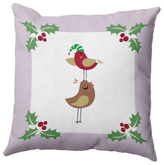 Christmas Birds Accent Pillow, Light Purple, 18"x18"