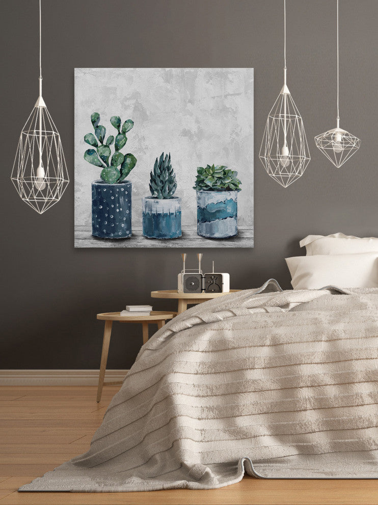 "Succulent Frost" Painting Print on Wrapped Canvas