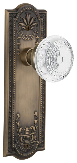 Meadows Plate Single Dummy Crystal Meadows Knob, Antique Brass, MEACME