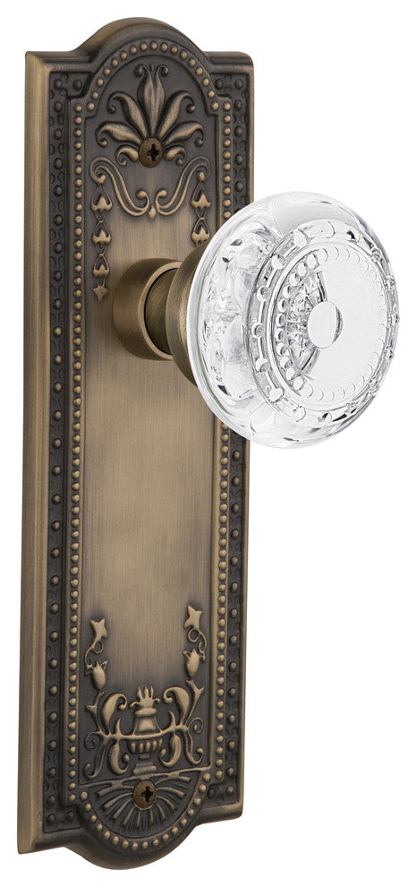 Meadows Plate Single Dummy Crystal Meadows Knob, Antique Brass, MEACME