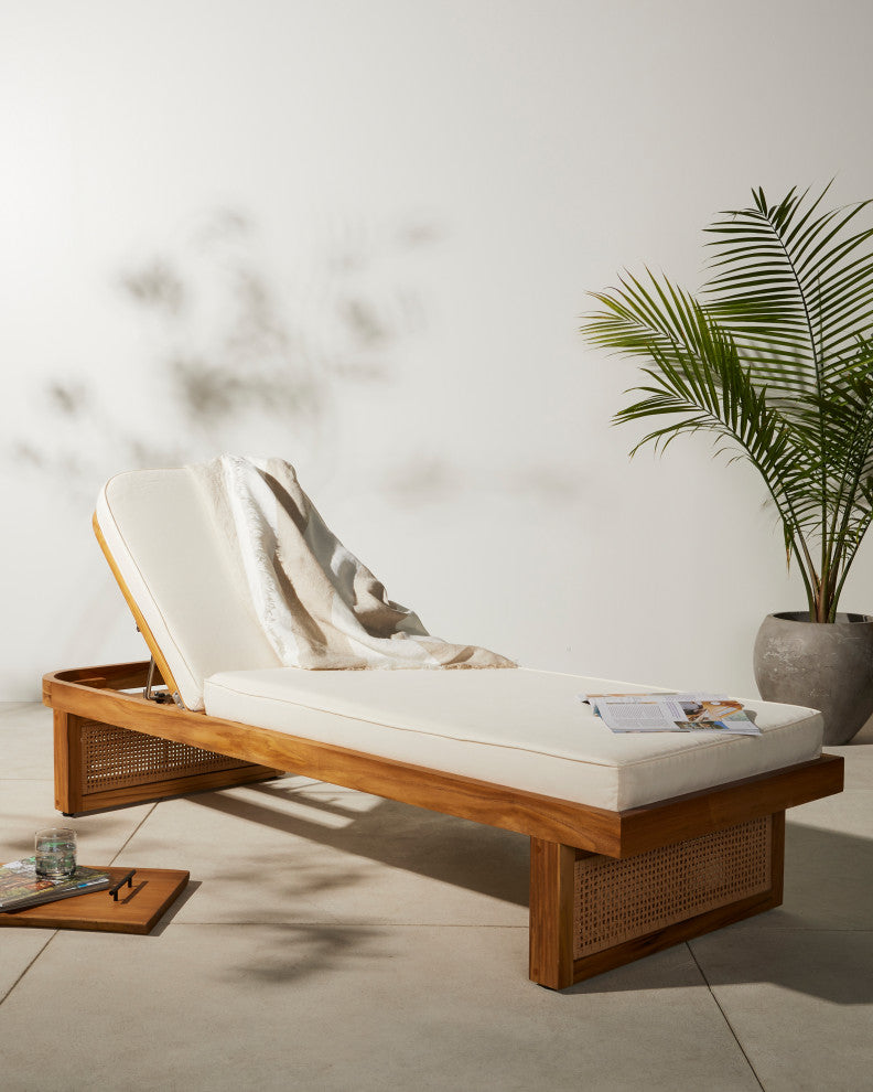 Merit Outdoor Chaise Lounge-Natural Teak