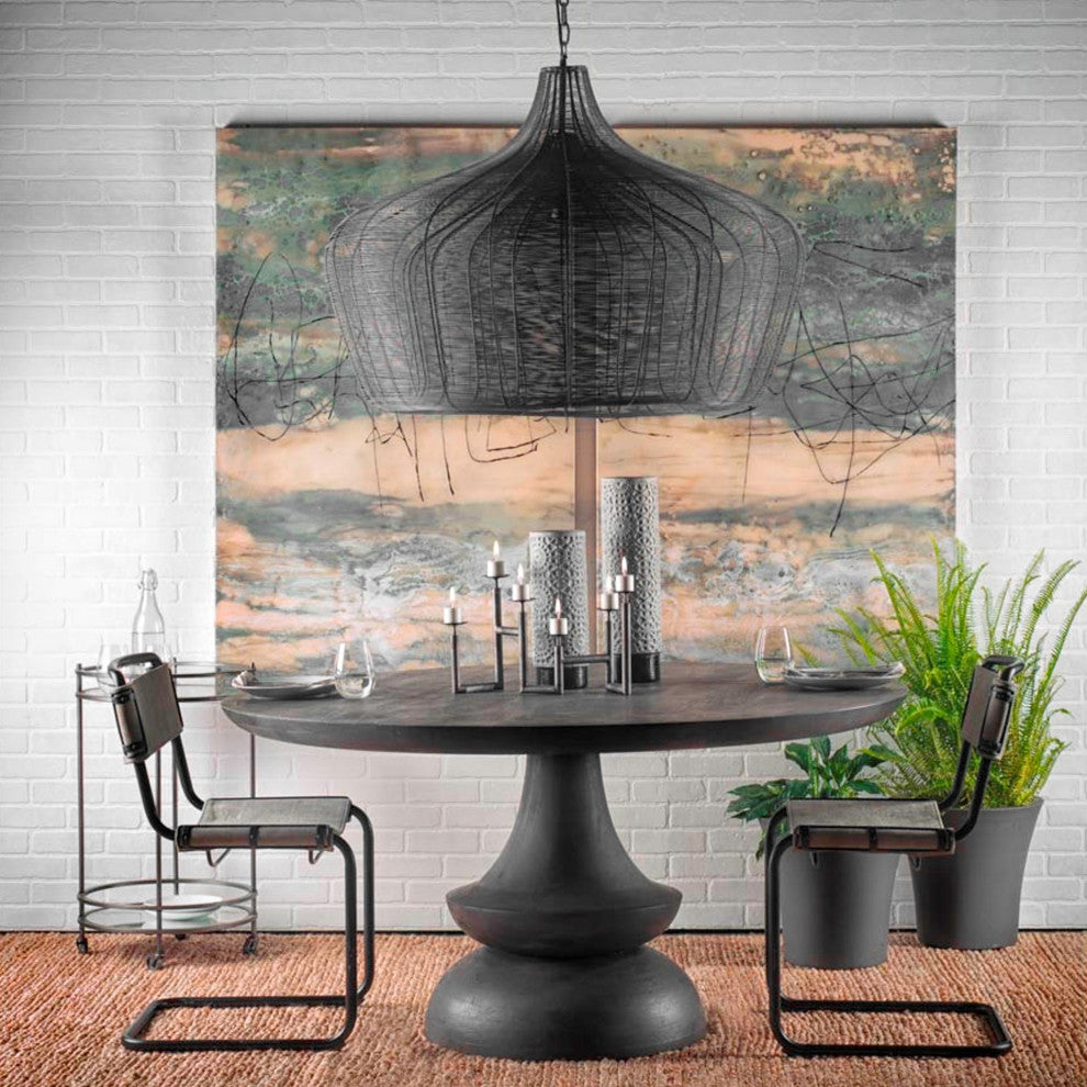 Camila Black Metal Mesh-Style Four Bulb Chandelier