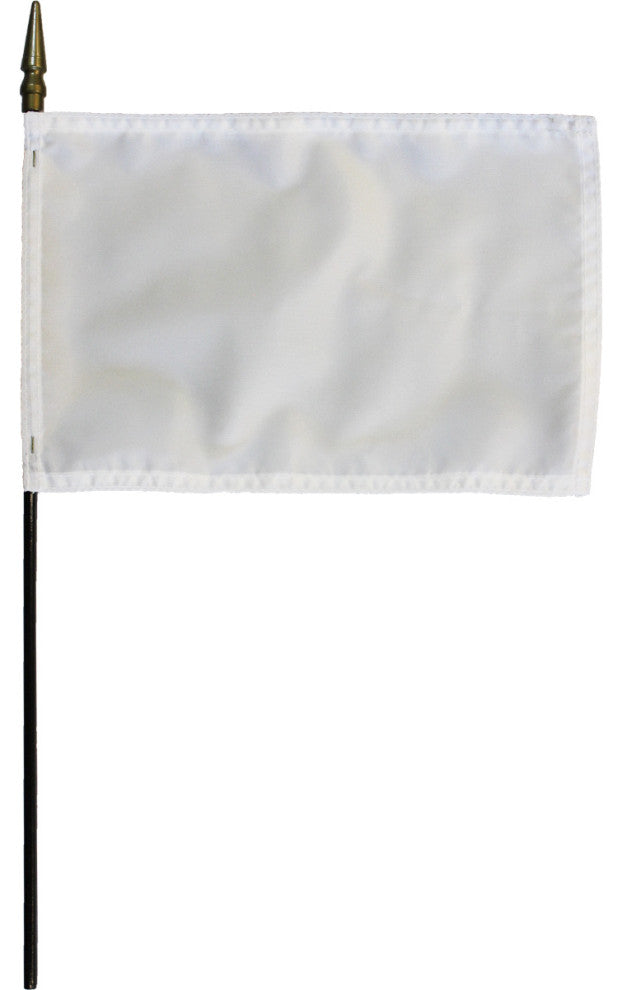 8"x12" Solid Color Stick Flag, White