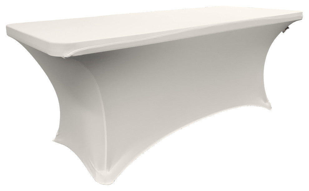 LA Linen Rectangular Spandex Table Cover, White, 96"x30"x30"