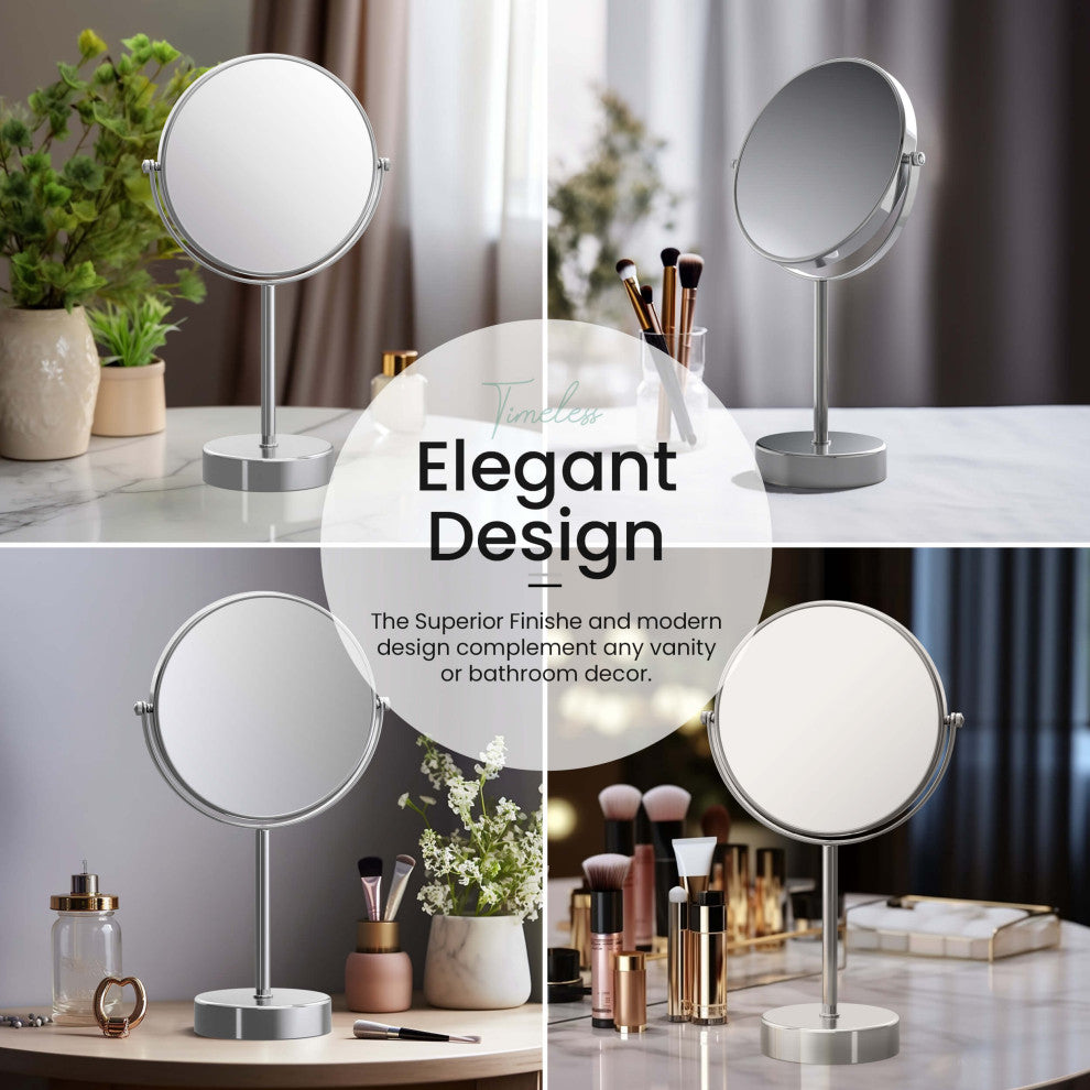 Circular Free Standing Magnifying Make Up Mirror, Chrome