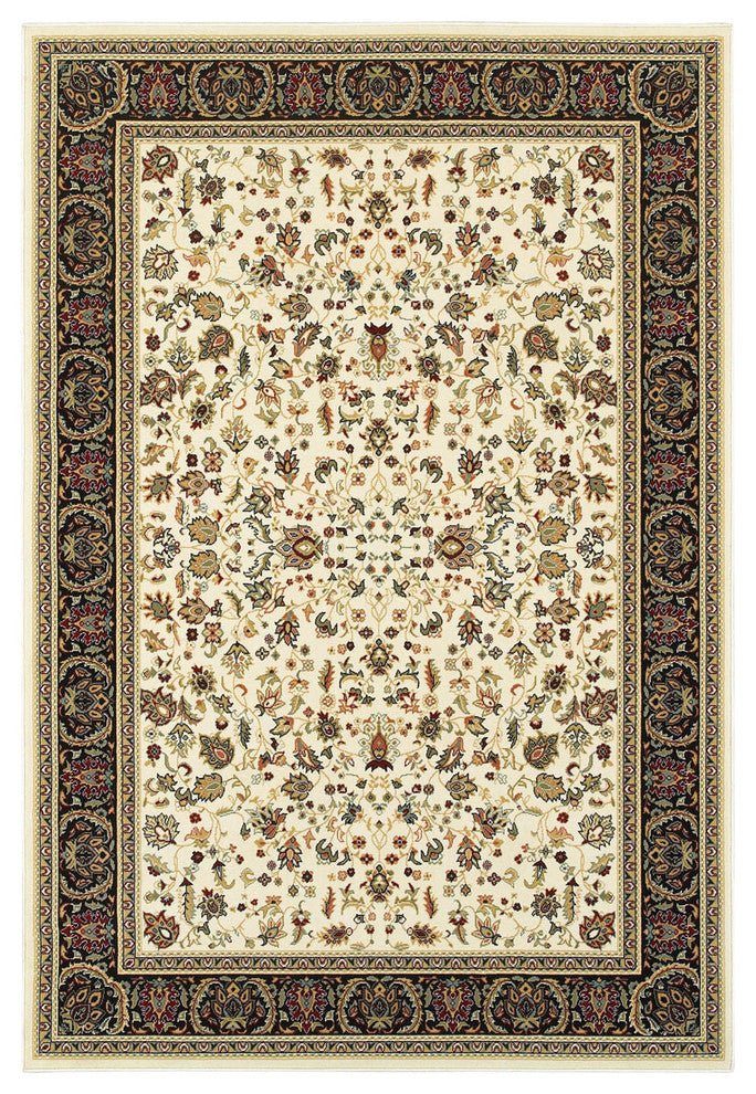 Oriental Weavers Kashan Ivory/ Black Oriental Indoor Area Rug 3'10"X5'5"