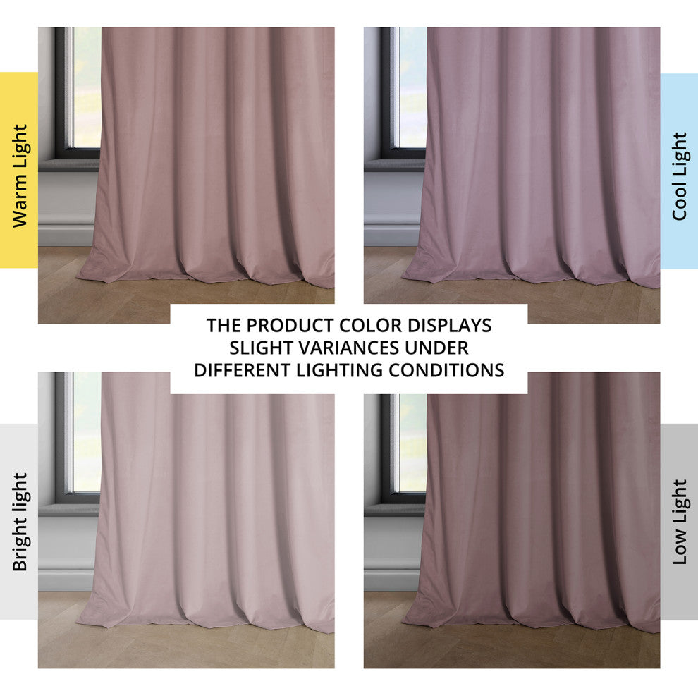 Heritage Plush Velvet Curtain Single Panel, Ballet Pink, 50"x84"