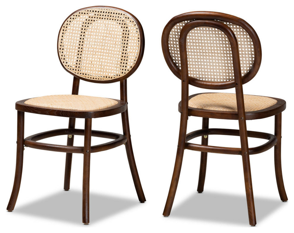 Marcella Mid-Century 2-Piece Dining Chairs, Walnut Brown