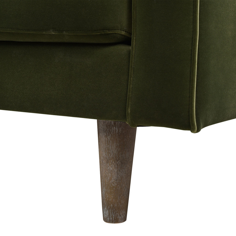 Nicholas 84.5" Mid-Century Modern Sofa, Olive Green Performance Velvet