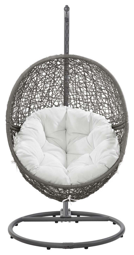 Encase Outdoor Patio Rattan Swing Chair - Gray White