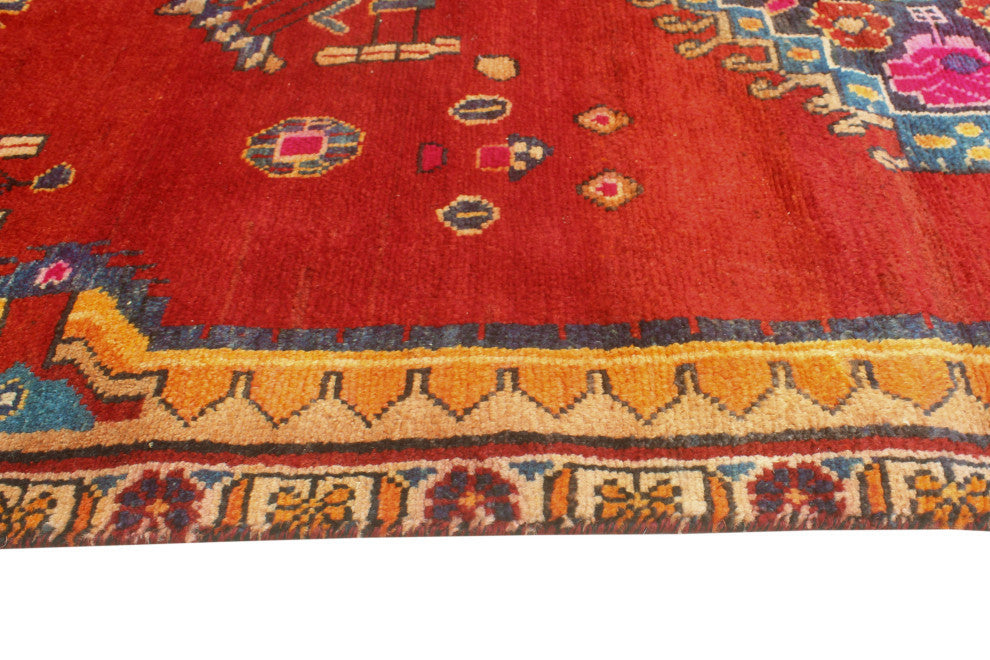 Fine Vintage Distressed Charmain Red/Beige Runner, 3'8x7'11