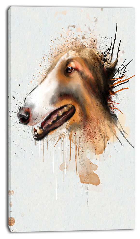 Brown Dog Portrait Watercolor, Oversized Animal Wall Art, 16"x32"
