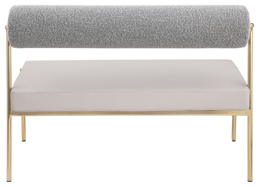 Carly Vegan Leather Upholstered Vegan Leather Bench, Taupe