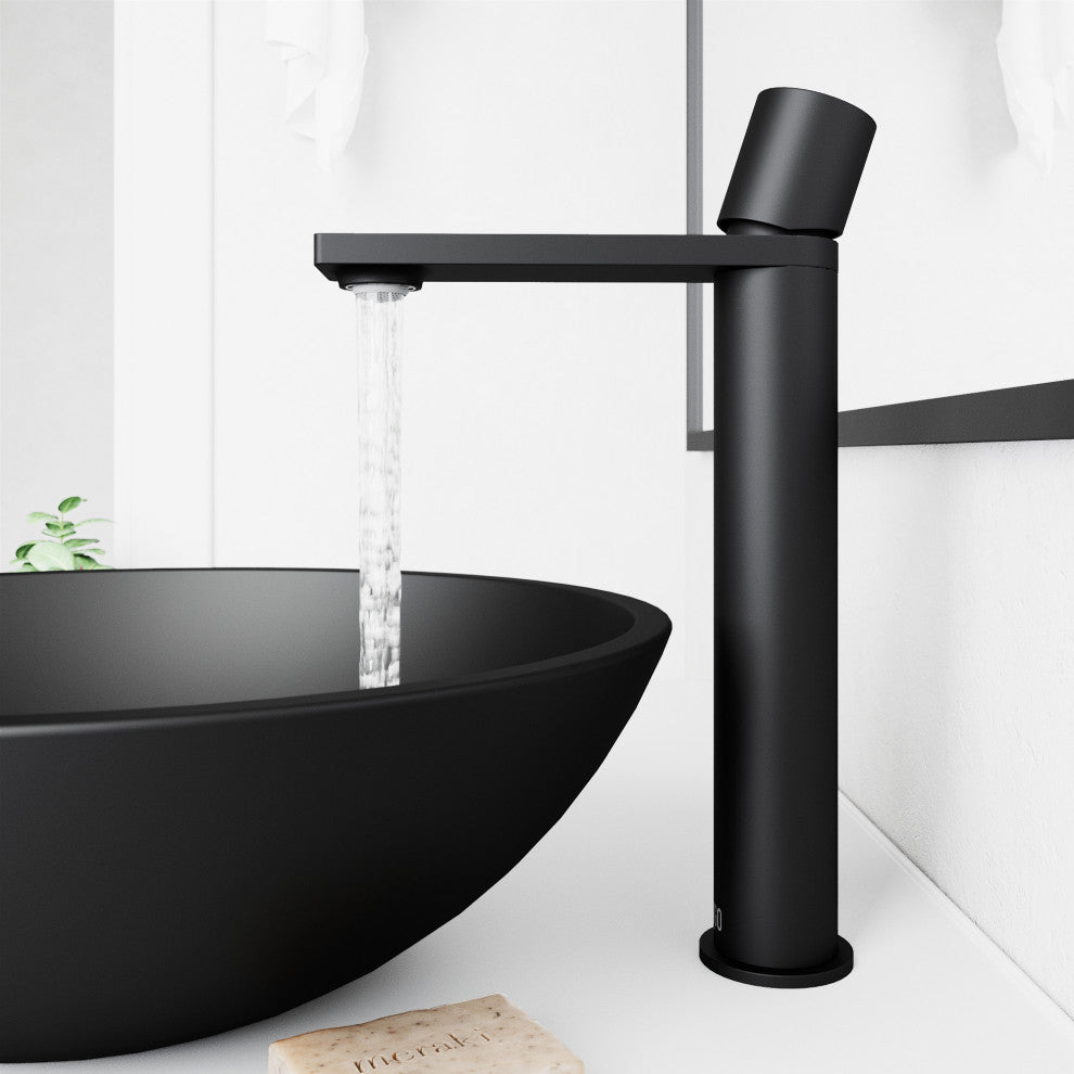 VIGO Gotham 12" H Single Handle Single Hole Bathroom Vessel Faucet, Matte Black