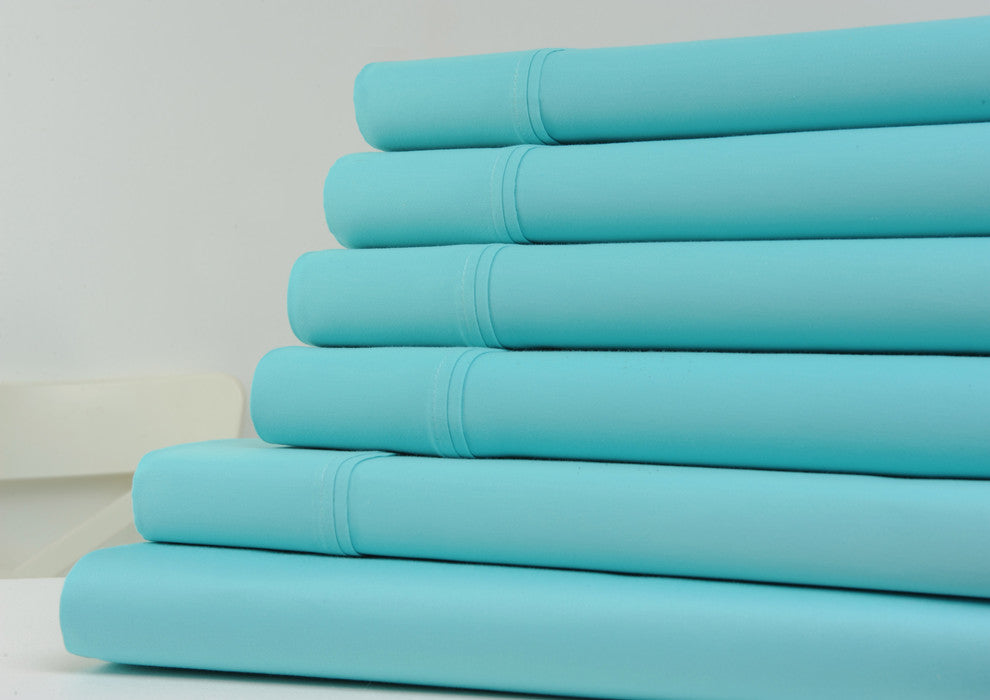 Kathy Ireland Home 1200 Thread Count 6 Piece Sheet Sets, 6 Colors, Aqua, Full