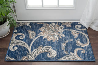 Garland Transitional Floral Navy Scatter Mat Rug, 2'x3'