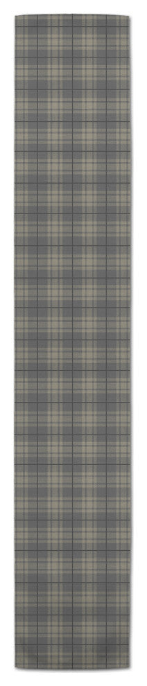 Dark Gray Plaid 16x90 Cotton Twill Runner