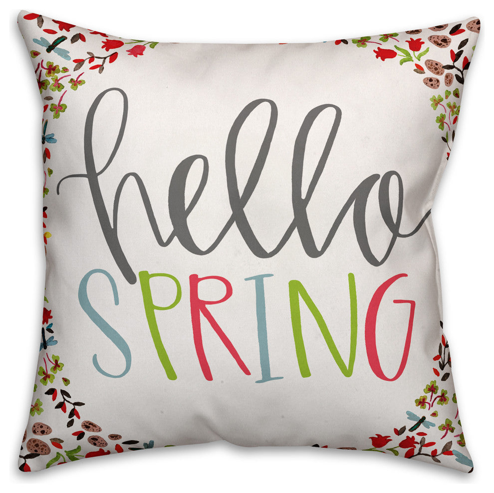 Hello Spring Throw Pillow
