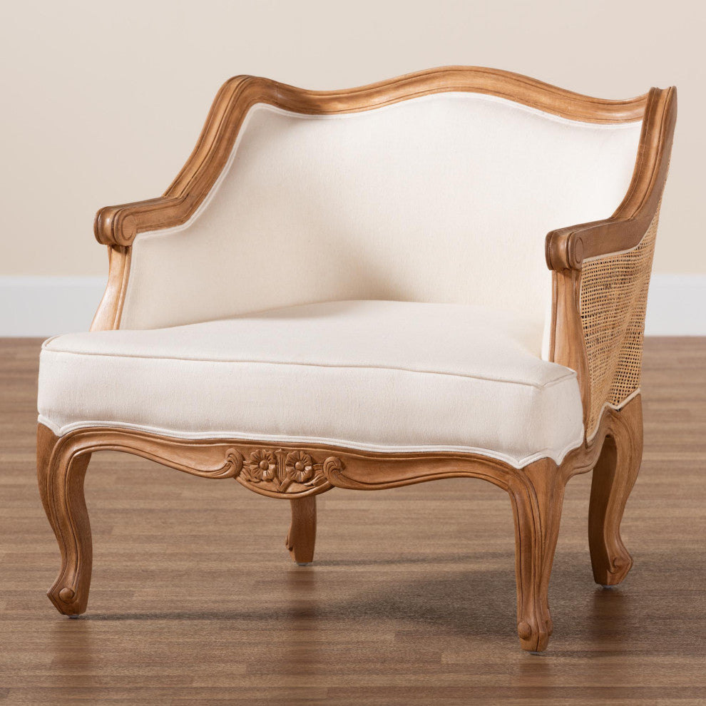 Saif Accent Chair, Beige/Honey Brown