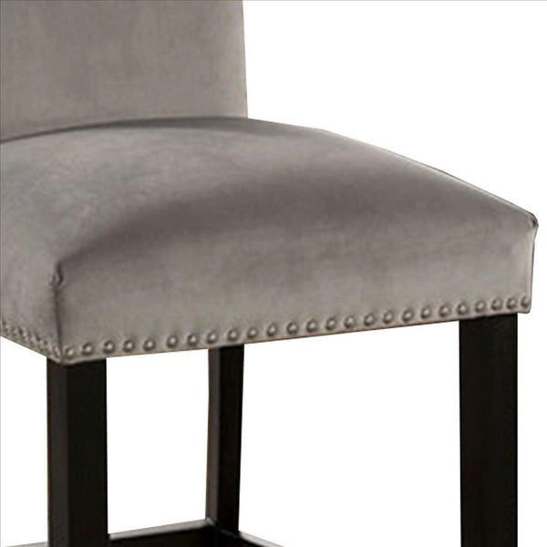Benzara BM239826 Counter Height Side Chair With Padded Seating, Set of 2, Gray