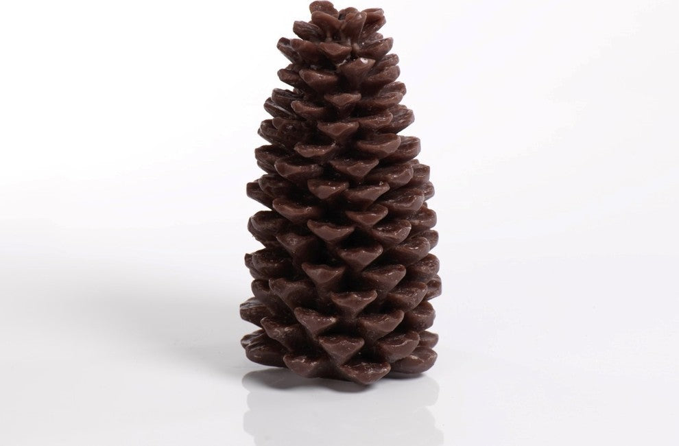 Large Candle, Pine Cone Shaped, Brown (Set of 2)