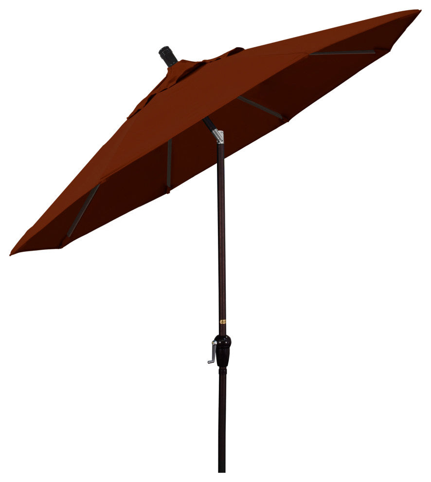 9' Bronze Auto-Tilt Crank Aluminum Umbrella, Pacifica, Brick