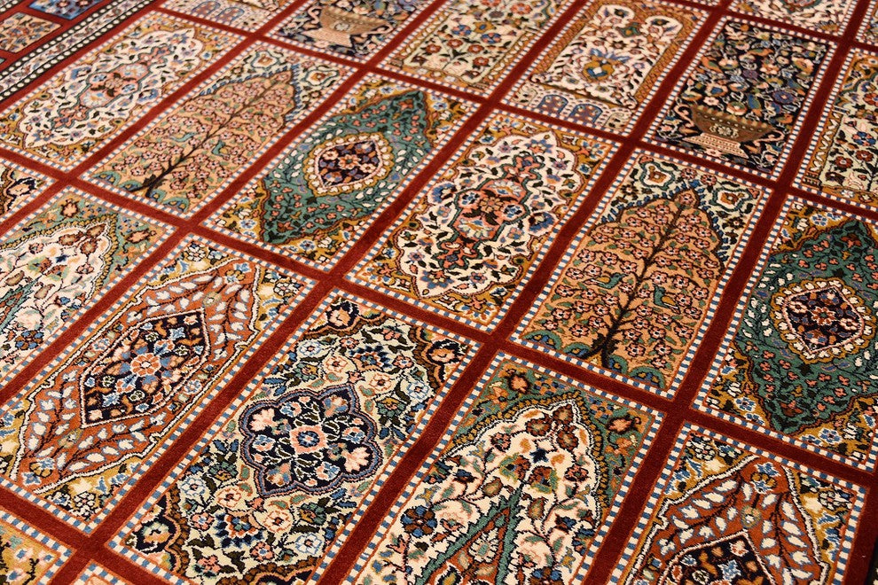6'x4' Red Tabriz Pure Silk Area Rug Carpet Tree of Life Oriental Hand Knotted