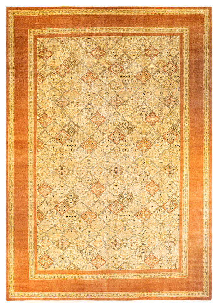 Eclectic, One-of-a-Kind Hand-Knotted Area Rug Brown, 12' 1" x 17' 8"