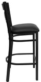 Black "X" Back Metal Restaurant Barstool, Black Vinyl Seat