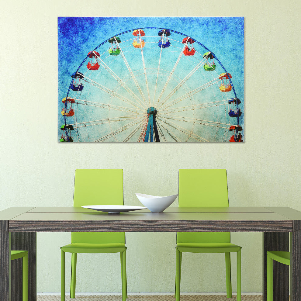 Ferris Wheel Wall Art Tempered Glass Contemporary Artwork 48" x 32"