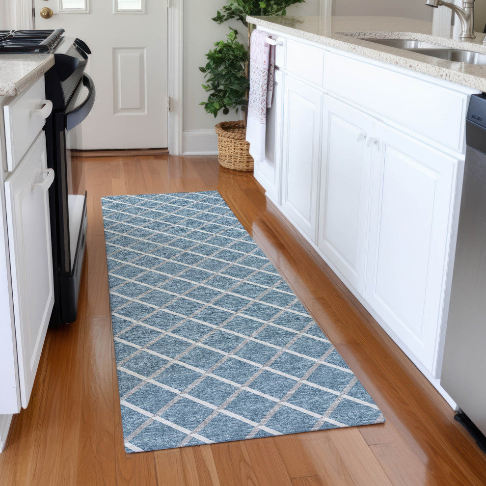 Addison Premium Washable Mayfield AMF140 Blue 2'3" x 7'6" Runner Rug