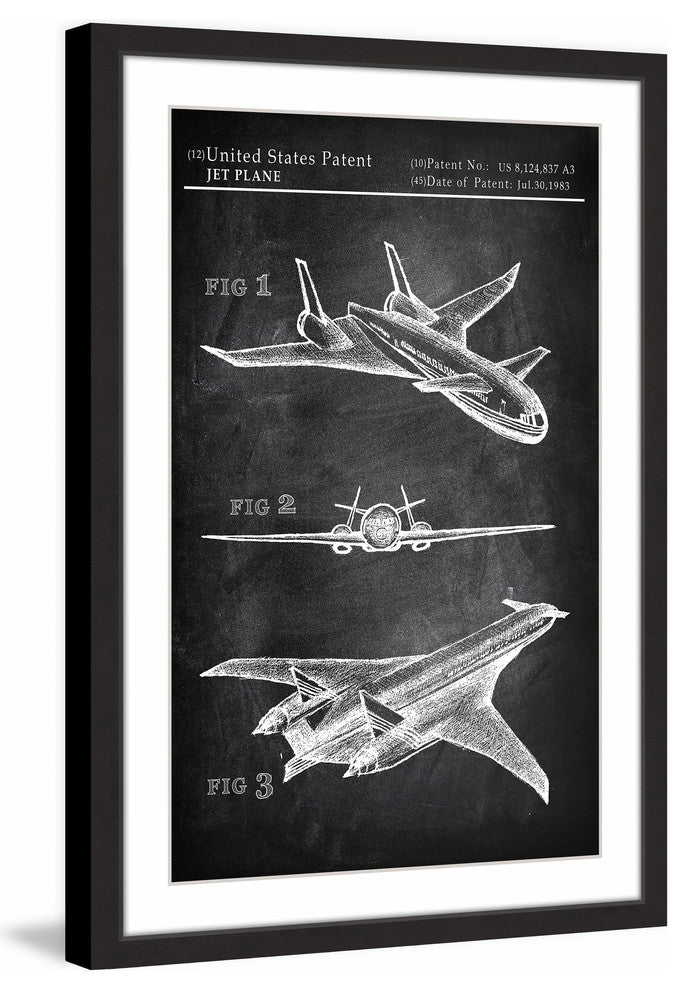 "Airplane Design Plans" Framed Painting Print, 20"x30"