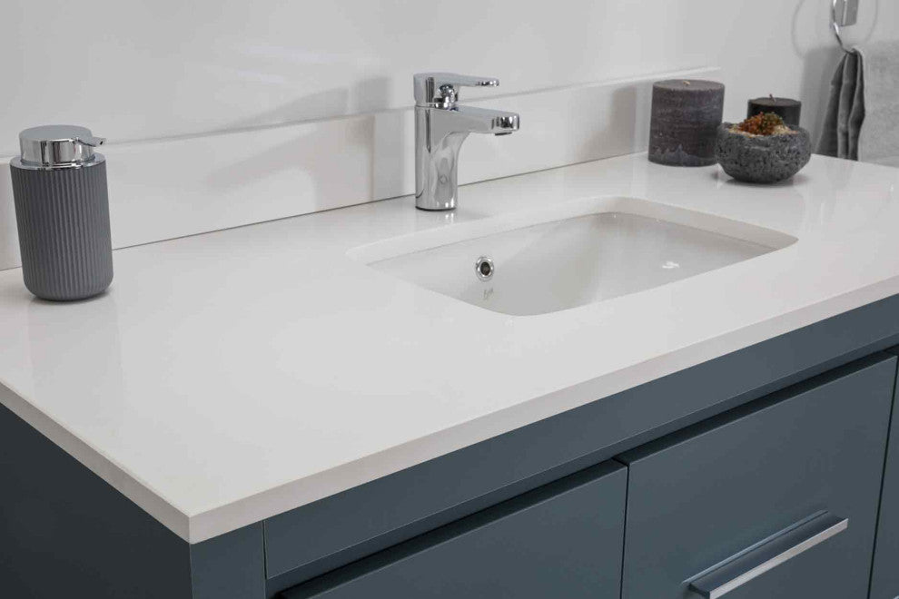 Mila Collection 48" Bathroom Vanity With Sink, Mirror, Countertop, Alasca Blue