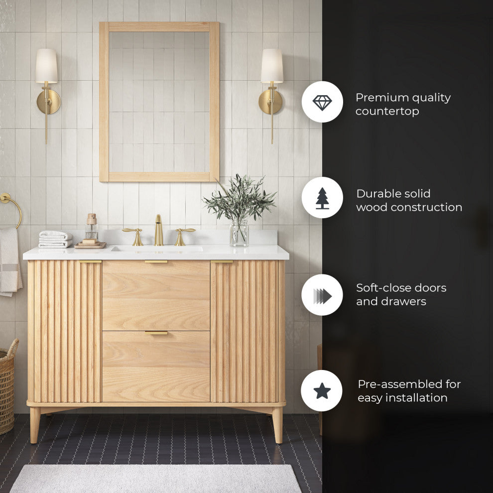 OVE Decors Gabi Single Sink Bathroom Vanity, Rustic Ash, 48", Single Sink
