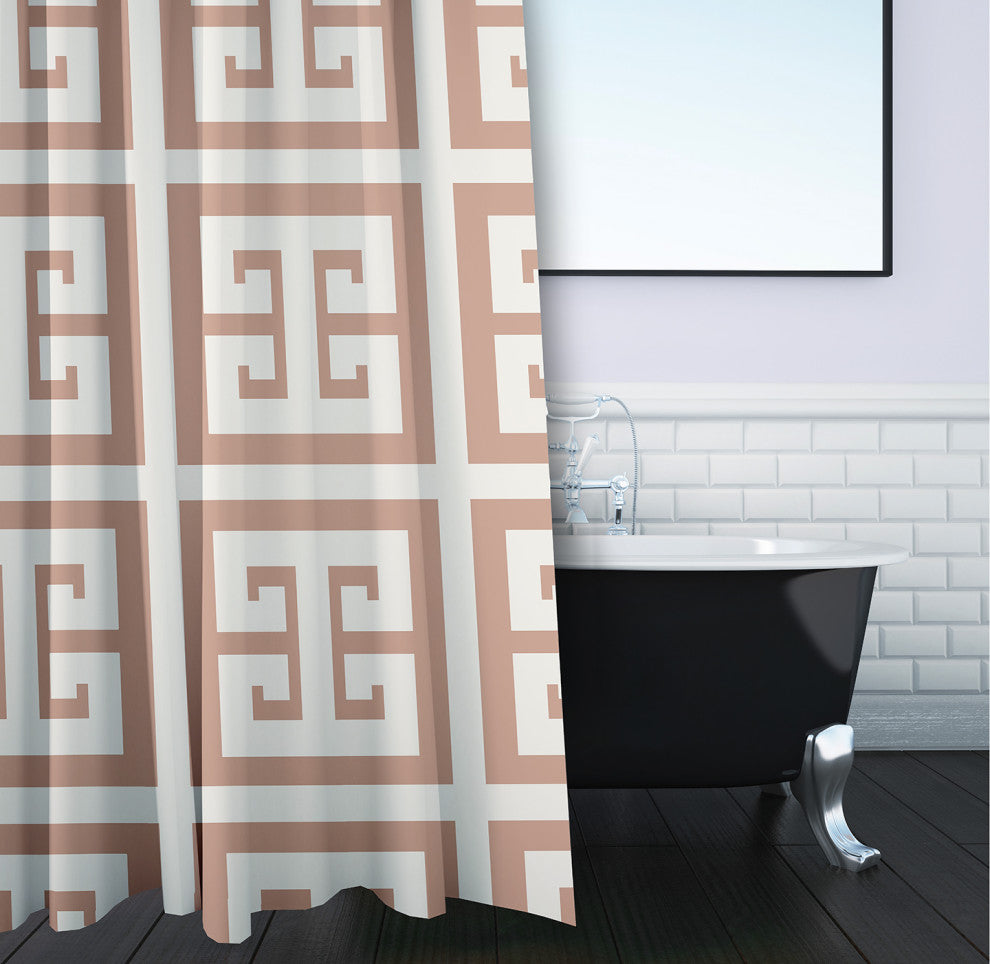 Greek Key Patterned Mauve 70" w x 73" h Shower Curtain