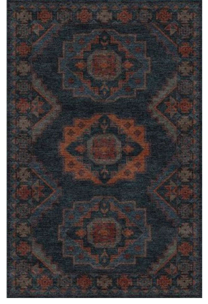 Reverie Hearth Area Rug, Deep Blue, 2'6"x8'