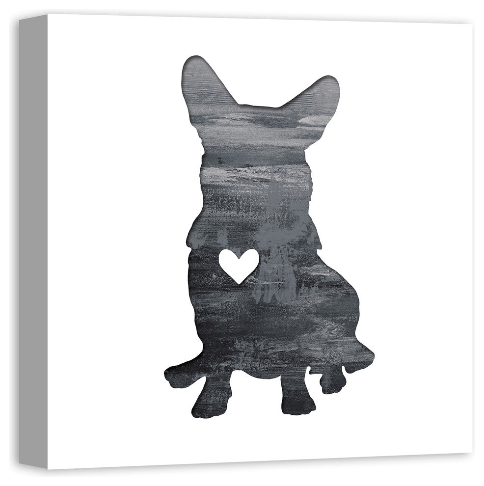 Designs Direct Creative Group Ink Silhouette Corgi 20x20 Canvas Wall Art