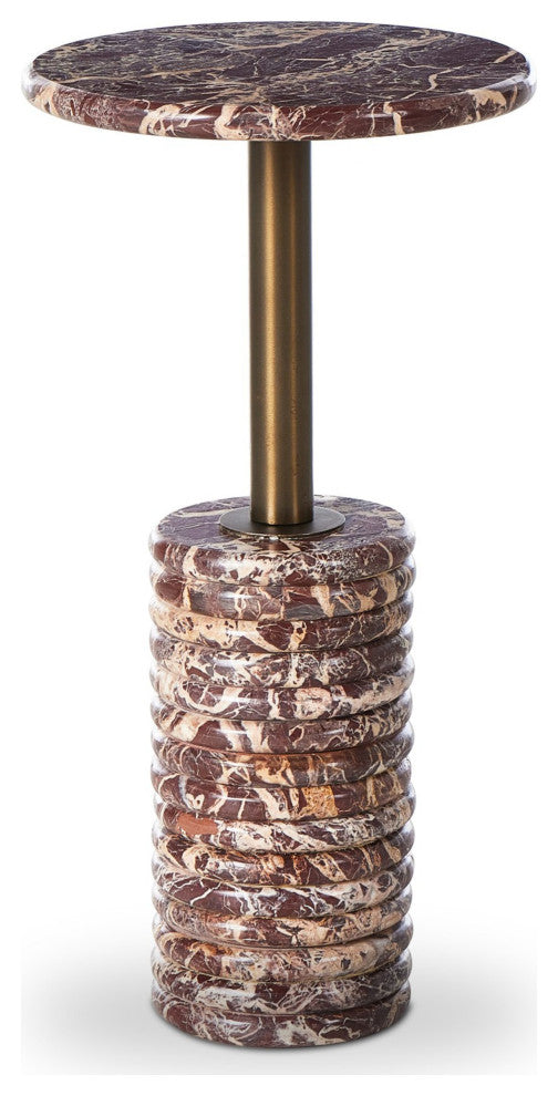 Reeves End Table, Garnet Marble-Dark Brass