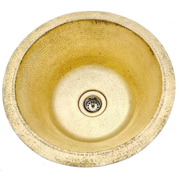 14" Hammered Weathered Brass Bar Sink, Sink With Drain