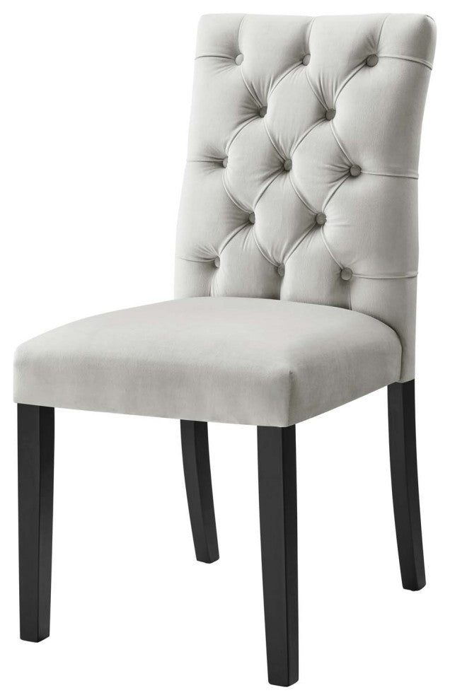 Side Dining Chair, Set of 2, Gray, Velvet, Modern, Cafe Bistro Hospitality