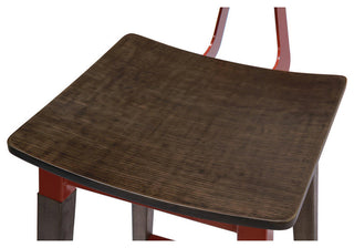 Abbott Retro Contemporary Wood/Steel Barstool - Ash/Brick Red