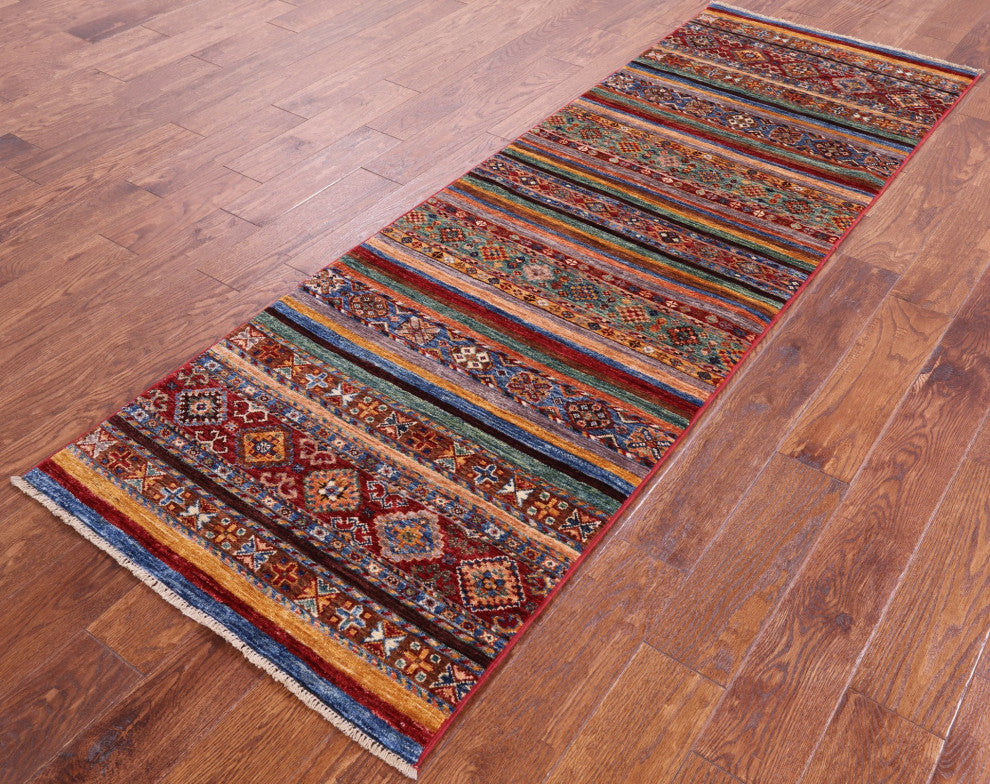 2' 7" X 7' 11" Runner Super Kazak Khorjin Handmade Rug Q5706