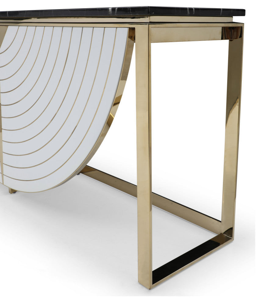 Modrest Flavio Gold + Marble Console Table