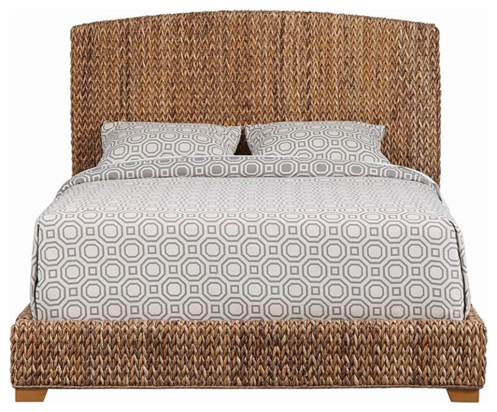 Bowery Hill King Size Panel Bed in Wood in Brown - Easy Assembly
