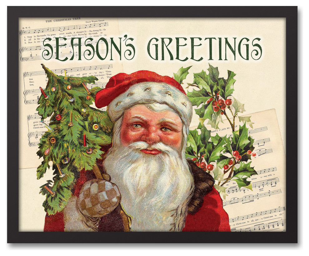 Vintage Santa 16x20 Black Framed Canvas