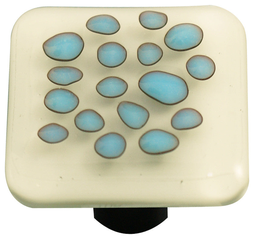 Art Glass Reactive Knob, Black Post, Reactive Clear White